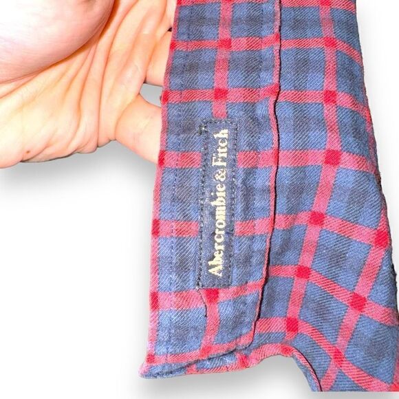 90s Abercrombie & Fitch Navy & Red Wool Oxford Button Down M - Picture 9 of 10